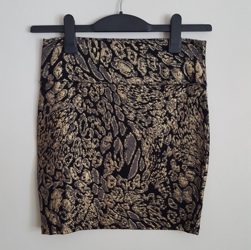 Decree gold black metallic mini skirt